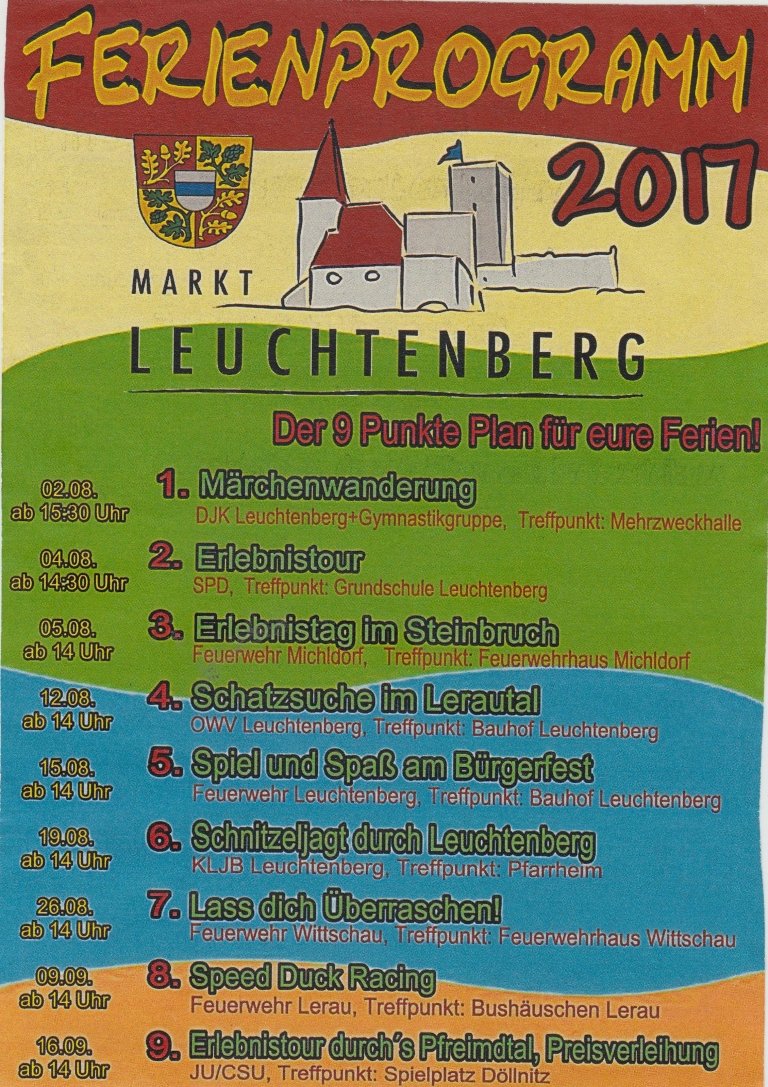 Ferienprogramm 2017 Leuchtenberg