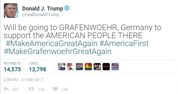 Donal Trump Tweet Grafenwöhr