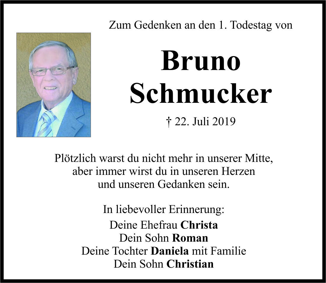 Traueranzeige Bruno Schmucker