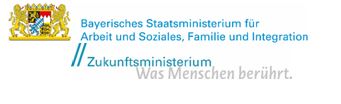 Logo StMAS Ministerum Förderung Bayerisches Staatsministerium für Arbeit und Soziales, Familie und Integration Zukunftsministerium Was Menschen berührt