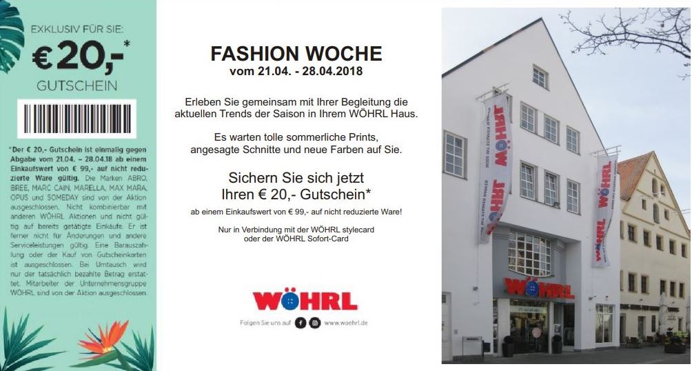 Modehaus Wöhrl Weiden Postkarte Advertorial Verkaufsoffener Sonntag Aktionswoche Frühling Frühjahrsmode NEU