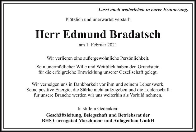 Nachruf Edmund Bradatsch Weiden BHS