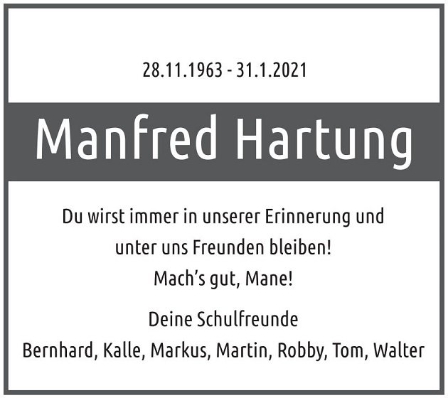 Nachruf Manfred Hartung Weiden