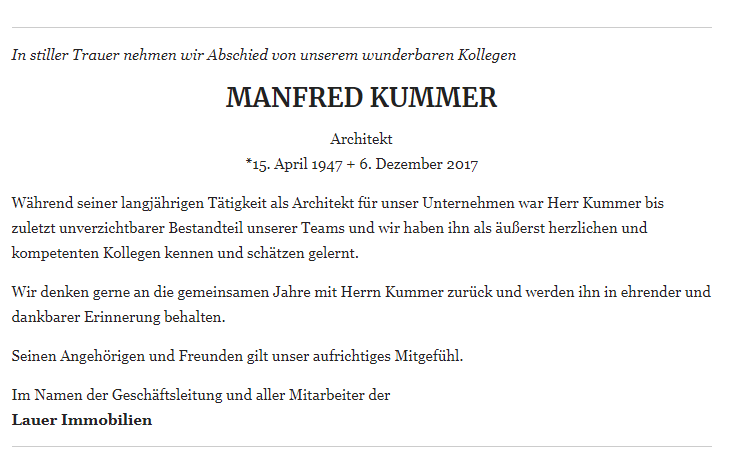 Nachruf Manfred Kummer Eschenbach