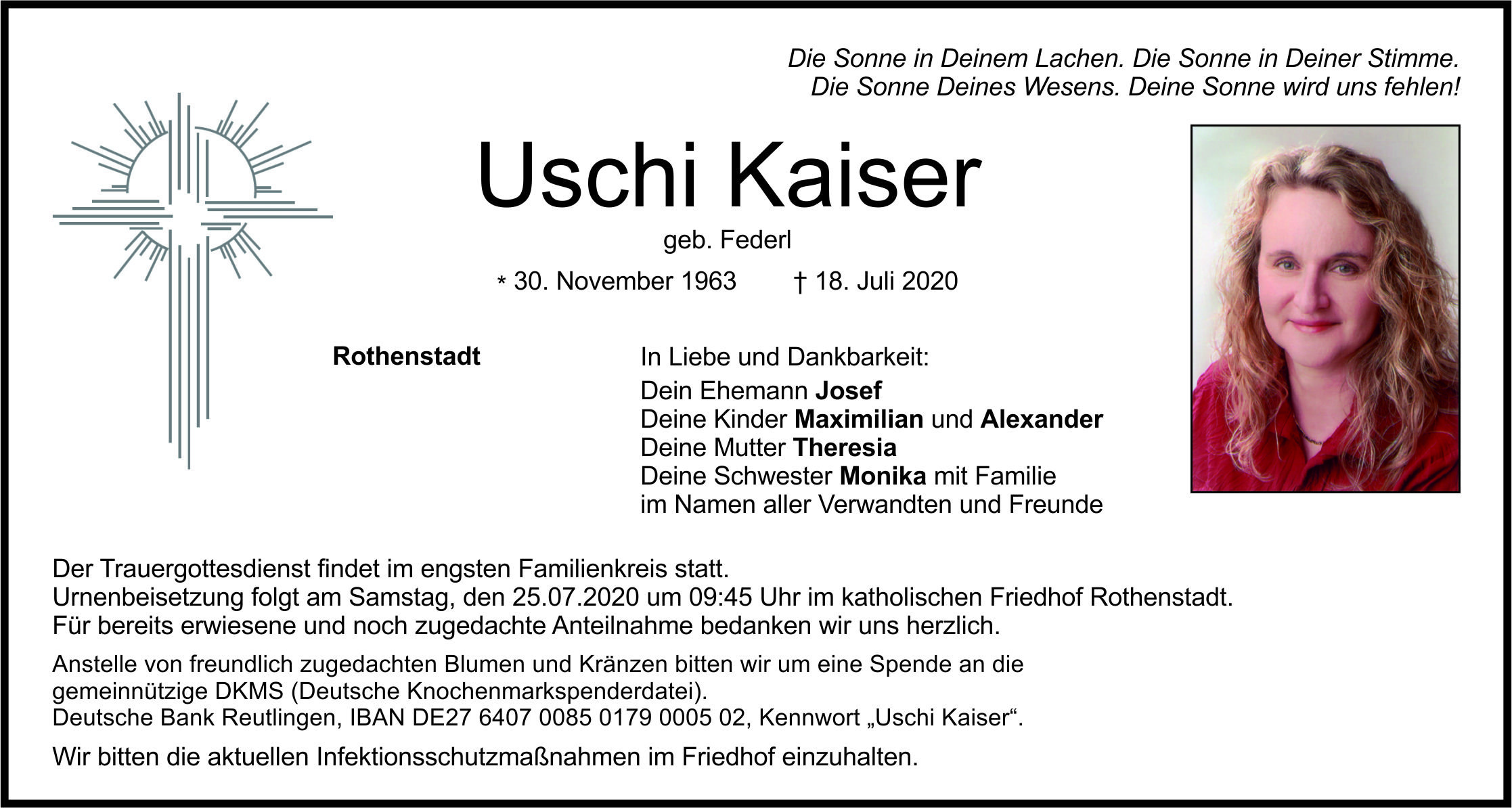Traueranzeige Uschi Kaiser