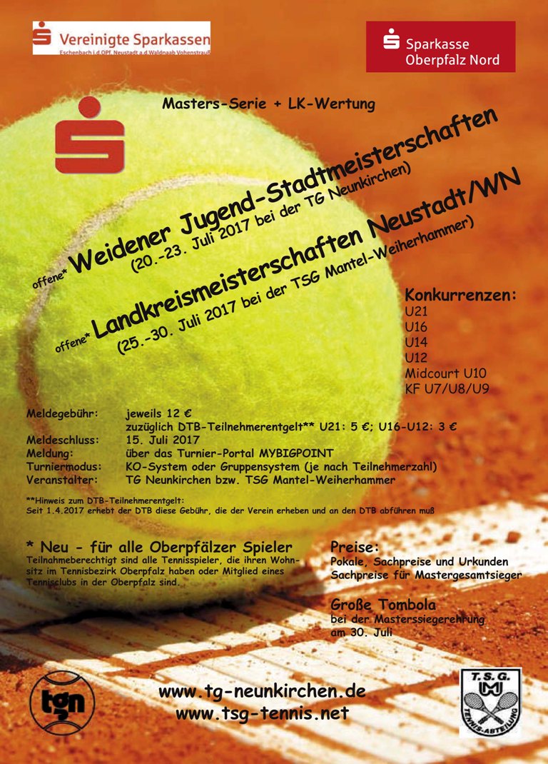 Tennis Jugend Turnier Sparkasse TG Neunirchen TSG Mantel-Weiherhammer