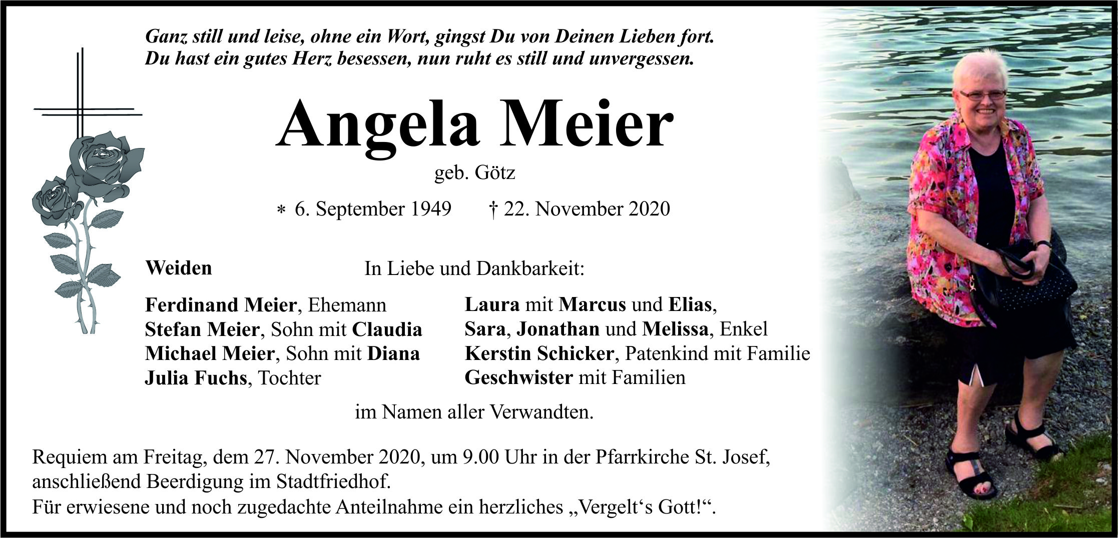 Traueranzeige Angela Meier, Weiden