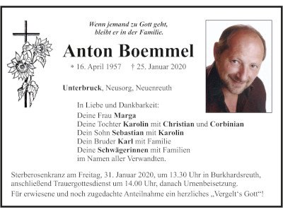 Traueranzeige Anton Boemmel, Unterbruck 400 300
