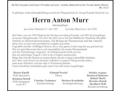 Traueranzeige Anton Murr, Pressath 400 300
