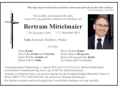Traueranzeige Bertram Mittelmaier 400 300