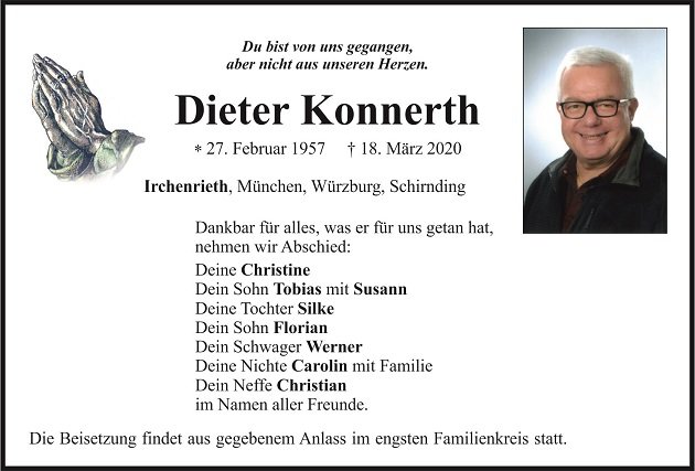 Traueranzeige Dieter Konnerth Irchenrieth