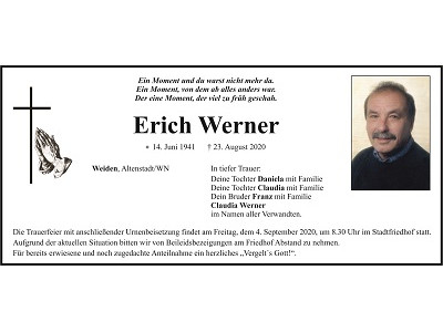 Traueranzeige Erich Werner Weiden 400x300