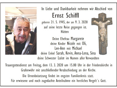Traueranzeige Ernst Schiffl 400 300, Grafenwöhr