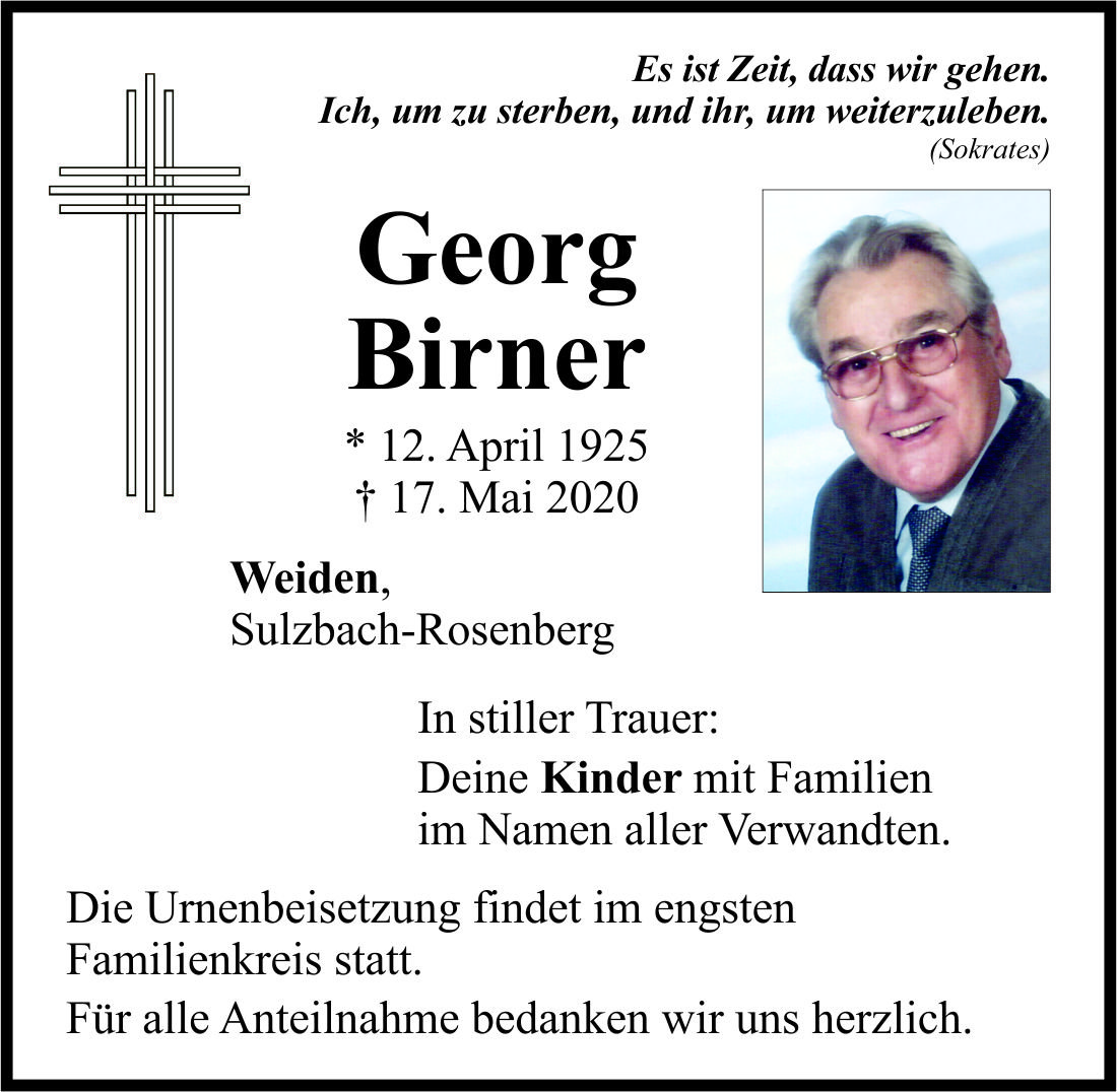 Traueranzeige Georg Birner
