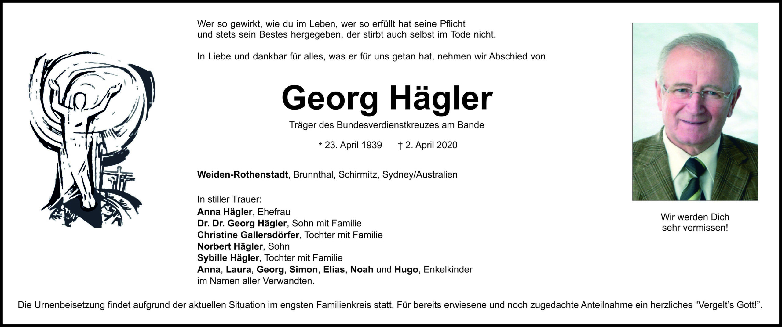 Traueranzeige Georg Hägler