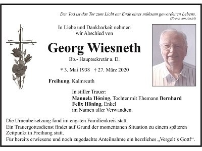 Traueranzeige Georg Wiesneth 400