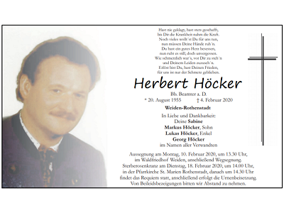 Traueranzeige Herbert Höcker Weiden-Rothenstadt 400x300