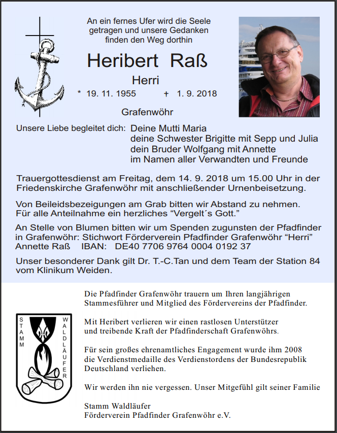 Traueranzeige Heribert Raß Grafenwöhr