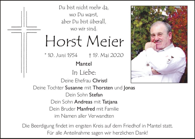 Traueranzeige Horst Meier