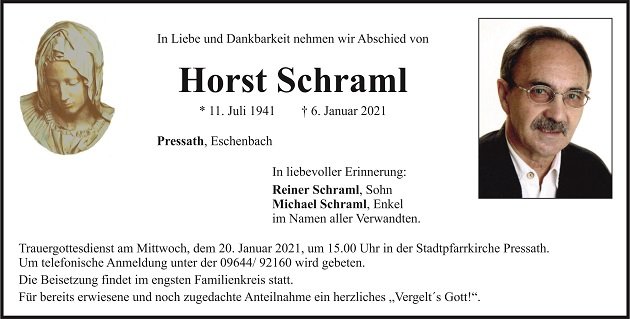 Traueranzeige Horst Schraml Pressath