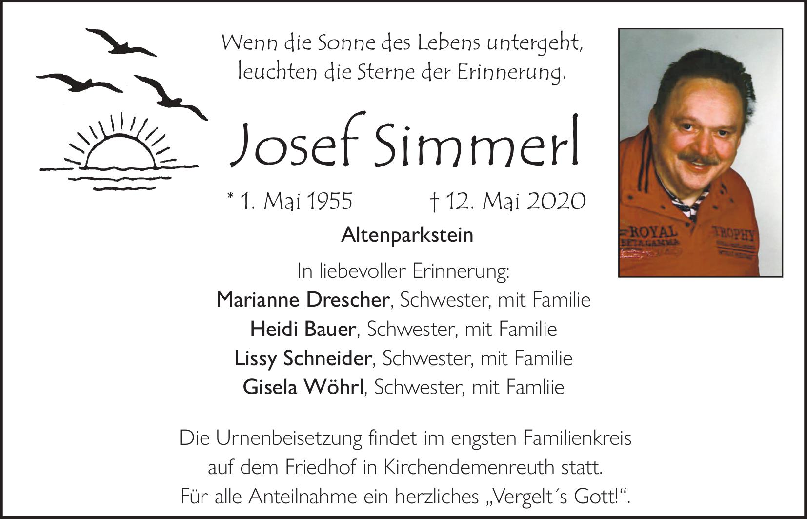 Traueranzeige Josef Schimmerl