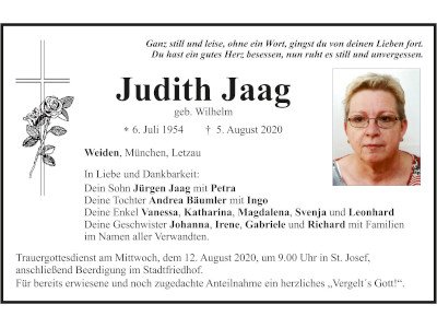 Traueranzeige Judith Jaag 400