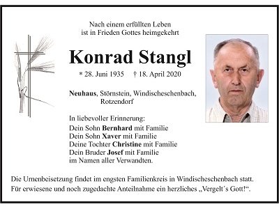Traueranzeige Konrad Stangl 400