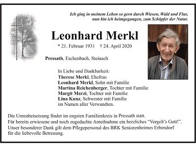 Traueranzeige Leonhard Merkl 400