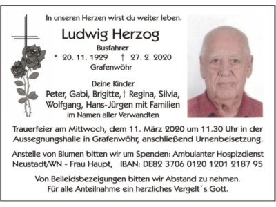 Traueranzeige Ludwig Herzog Grafenwöhr 400 300