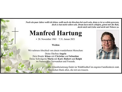 Traueranzeige Manfred Hartung Weiden 400x300