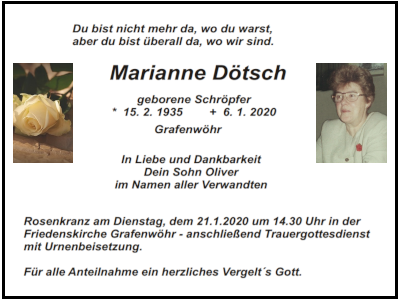 Traueranzeige Marianne Dötsch Grafenwöhr 400x300.