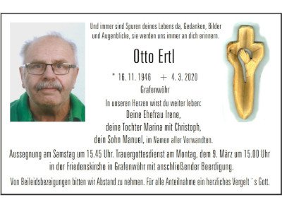 Traueranzeige Otto Ertl, Grafenwöhr 400 300