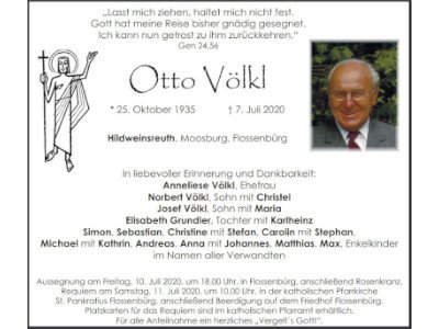 Traueranzeige Otto Völkl, Hildweinsreuth Moosbürg Flossenbürg 400 300
