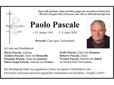 Traueranzeige Paolo Pascale 400