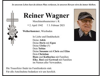 Traueranzeige Reiner Wagner Weiherhammer 400x300