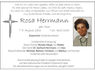 Traueranzeige Rosa Herrmann 400