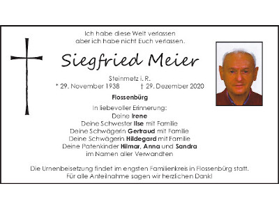 Traueranzeige Siegfried Meier, Flossenbürg Beitragsbild