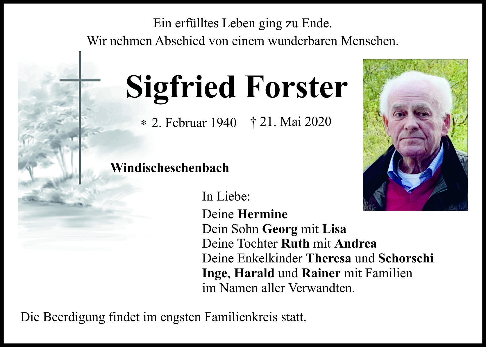 Traueranzeige Sigfried Forster