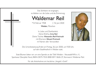 Traueranzeige Waldemar Reil 400