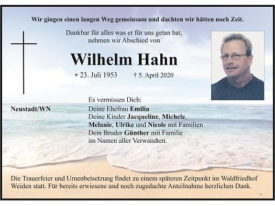 Traueranzeige Wilhelm Hahn 400