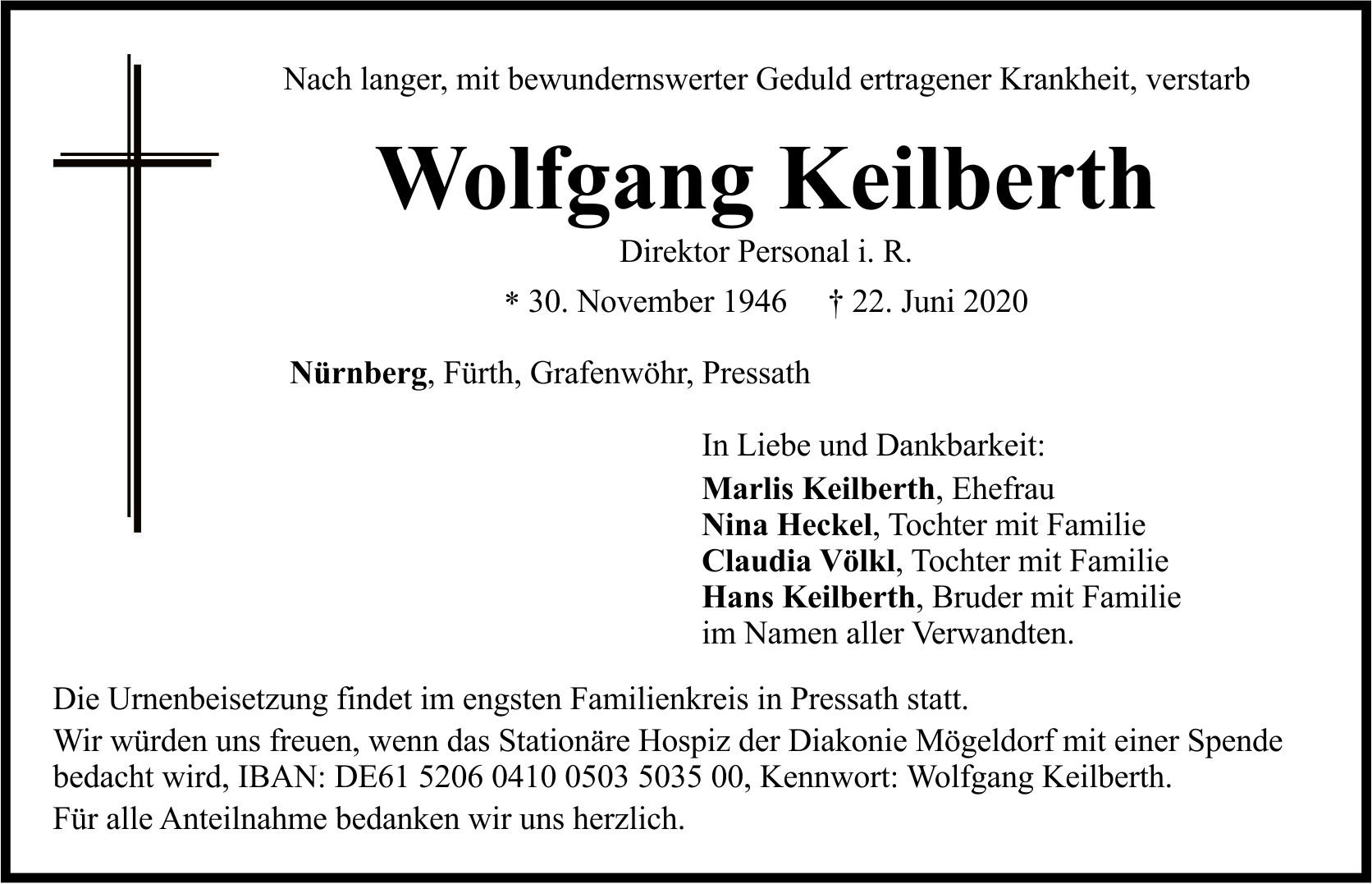 Traueranzeige Wolfgang Keilberth