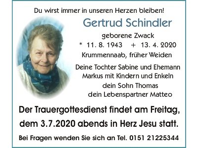 Traugottesdienst Gertrud Schindler 400