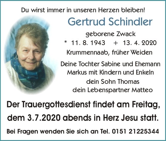 Traugottesdienst Gertrud Schindler