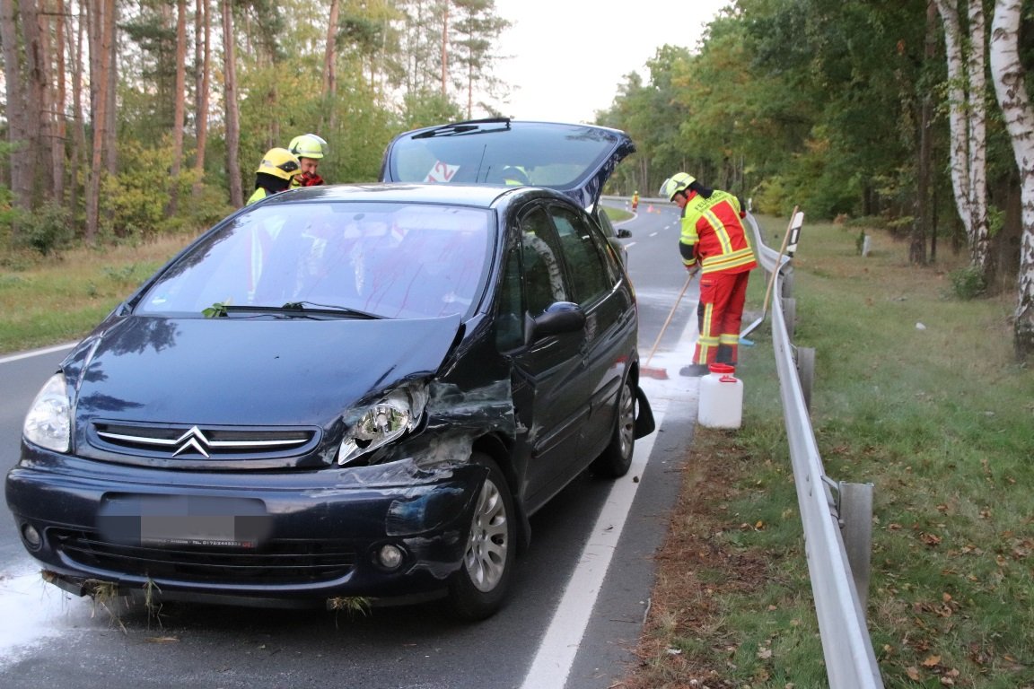Unfall Hütten Auto kracht in Leitplanke 4