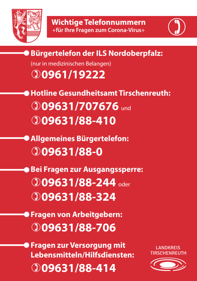 Wichtige Telefonnummern Landkreis Tirschenreuth Corona Krise Bild Landratsamt Tirschenreuth