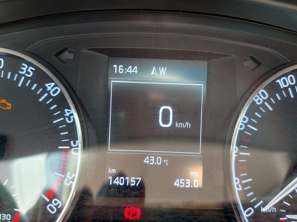 Diese Anzeige im Auto hat in Weiden 43 Grad angezeigt. Foto: Privat