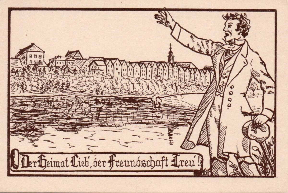 Diese Postkarte mit der der Altstadt von Neustadt im Hintergrund und dem Spruch 