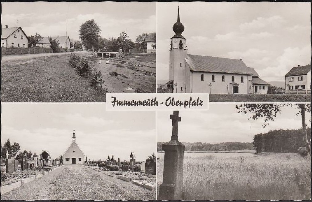 Eine Postkarte aus dem Jahr 1940 zeigt unter anderem Die Herz-Jesu-Pfarrkirche (rechts oben) sowie den Friedhof (links unten). Foto: Roman Melzner