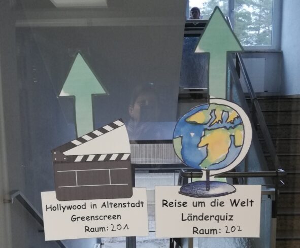 Die Wegweiser zeigten beim Tag der offenen Tür der Mittelschule Altenstadt wo es hingeht. Foto: Mittelschule Altenstadt